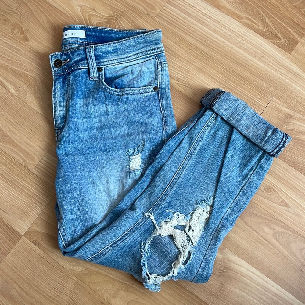 Eunina Destroyed Denim Boyfriend Jeans